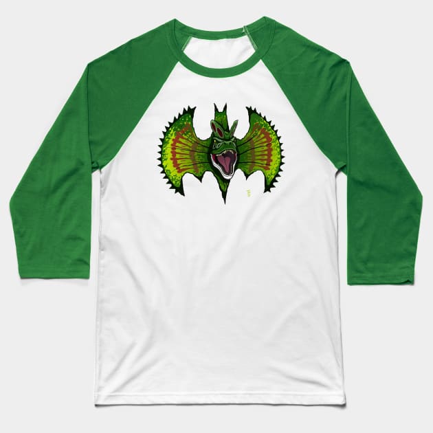 Spitting dinosaur bat symbol Baseball T-Shirt by tduffyworld